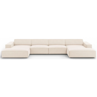 Jodie U-sofa i velour B364 x D166 cm - Sort/Lys beige