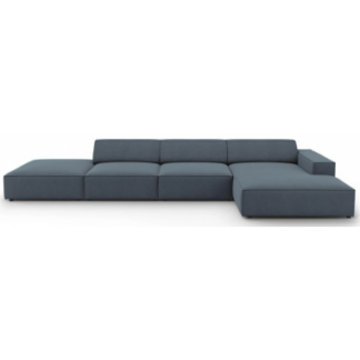 Jodie højrevendt chaiselong sofa i polyester B341 x D166 cm - Sort/Blå