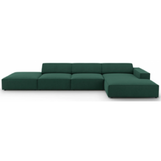 Jodie højrevendt chaiselong sofa i polyester B341 x D166 cm - Sort/Grøn