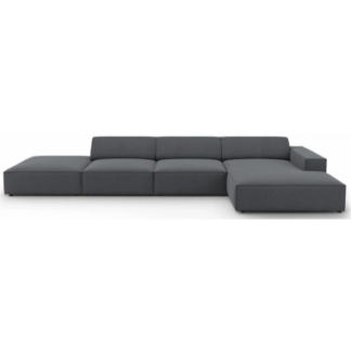 Jodie højrevendt chaiselong sofa i polyester B341 x D166 cm - Sort/Mørkegrå