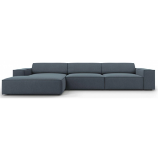 Jodie venstrevendt chaiselong sofa i polyester B284 x D166 cm - Sort/Blå