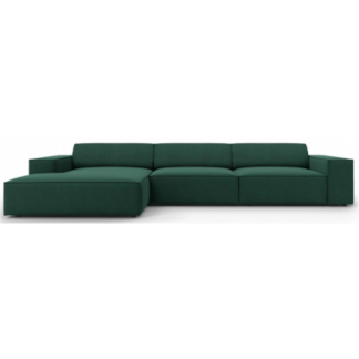 Jodie venstrevendt chaiselong sofa i polyester B284 x D166 cm - Sort/Grøn