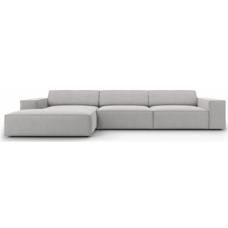 Jodie venstrevendt chaiselong sofa i polyester B284 x D166 cm - Sort/Lysegrå