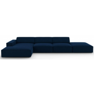 Jodie venstrevendt chaiselong sofa i velour B341 x D166 cm - Sort/Blå