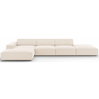 Jodie venstrevendt chaiselong sofa i velour B341 x D166 cm - Sort/Lys beige