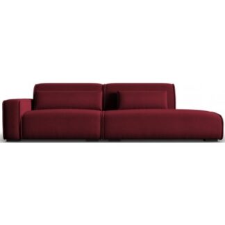 Lina højrevendt 3-personers sofa i velour B274 cm - Bordeaux