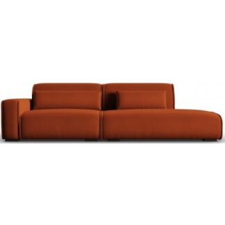 Lina højrevendt 3-personers sofa i velour B274 cm - Murstensrød