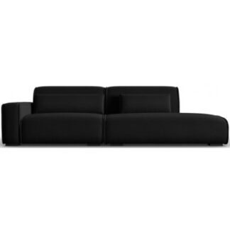 Lina højrevendt 3-personers sofa i velour B274 cm - Sort