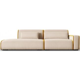 Lina venstrevendt 3-personers sofa i velour B274 cm - Lys beige/Guld