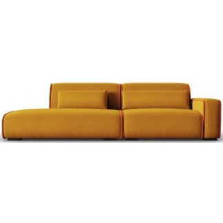 Lina venstrevendt 3-personers sofa i velour B274 cm - Murstensrød/Guld