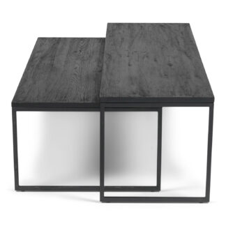 SPINDER DESIGN DaniÃ«l sofabord, indskudsbord, rektangulær - sort egetræ og sort stål (sæt m. 2)