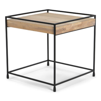 TORNA DESIGN Thin wood sidebord, kvadratisk - bianco eg og sort stål (46x46)
