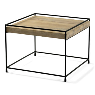 TORNA DESIGN Thin wood sofabord, kvadratisk - bianco eg og sort stål (60x60)