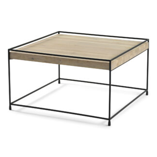 TORNA DESIGN Thin wood sofabord, kvadratisk - bianco eg og sort stål (80x80)