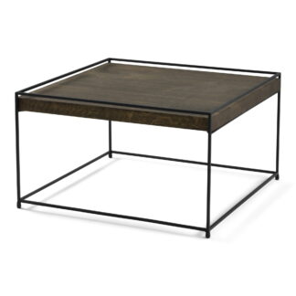 TORNA DESIGN Thin wood sofabord, kvadratisk - valnød eg og sort stål (80x80)