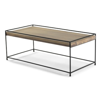 TORNA DESIGN Thin wood sofabord, rektangulær - bianco eg og sort stål (120x60)