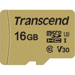 Transcend Gold 500S microSD w/adp (V30) R95/W60 16GB - Hukommelseskort