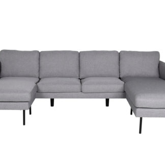VENTURE DESIGN Zoom U-sofa - grå polyester og og sort stål