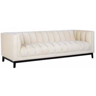 Beaudy 3-personers sofa i chenille B230 cm - Sort/Hvid
