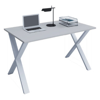 Lona X-feet skrivebord - grå træ og hvid metal (140x80)