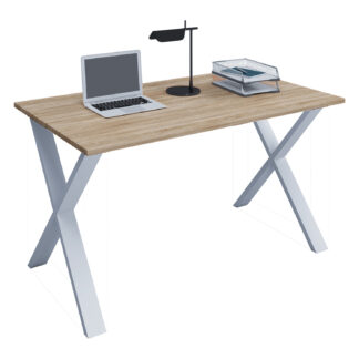 Lona X-feet skrivebord - natur træ og hvid metal (110x80)