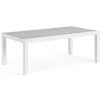 Lounge havebord i aluminium og keramik 120 x 70 cm - Hvid/Grå