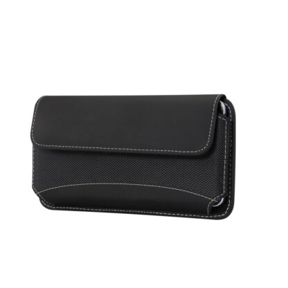 Universal læder bæltetaske til iphone/smartphone - Str. 18 x 9 cm - Sort