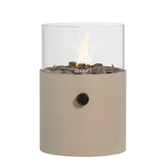 COSI FIRES Cosiscoop XL gaslanterne, m. glas og småsten - taupe metal (H:30,5)