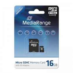 MediaRange MicroSDHC card 16GB SD adapter, 16GB