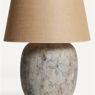 Bordlampe i beton og jute H96 cm - Rustik lysegrå/Natur