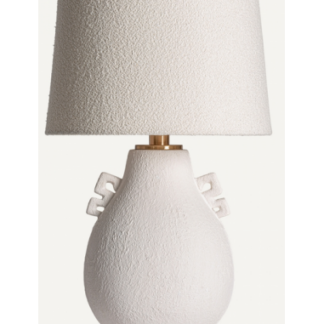 Bordlampe i keramik og polyester H81 cm - Antik messing/Cremehvid