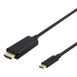 Deltaco Usb-c - Hdmi Cable, 4k Uhd, Gold Plated, 0.5m, Black - Ledning
