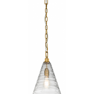 Elmore Loftlampe i stål og glas Ø29,5 cm 1 x E27 - Messing/Klar bølget