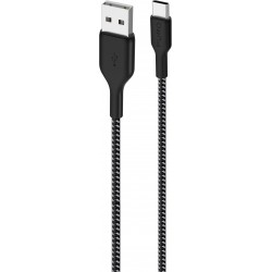 Puro Usb-a - Usb-c Fabric Cable W/kevlar 2m, Black - Kabel