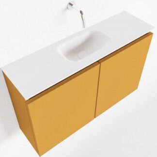 TURE Komplet badmiljø centreret håndvask B80 cm MDF - Okker/Talkum