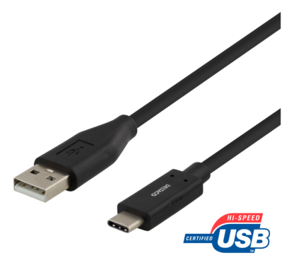 USB 2.0 - USB-C oplader kabel - 2.0m - Sort - Livstidsgaranti