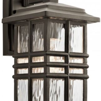Beacon Square Udendørs væglampe i komposit og glas H30,2 cm 1 x E27 - Aldret bronze/Klar bølget