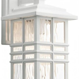 Beacon Square Udendørs væglampe i komposit og glas H30,2 cm 1 x E27 - Hvid/Klar bølget