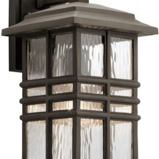 Beacon Square Udendørs væglampe i komposit og glas H35,9 cm 1 x E27 - Aldret bronze/Klar bølget