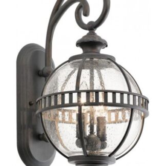 Halleron Udendørs væglampe i aluminium og glas H48,9 cm 2 x E14 - Antik metalgrå/Klar med dråbeeffekt