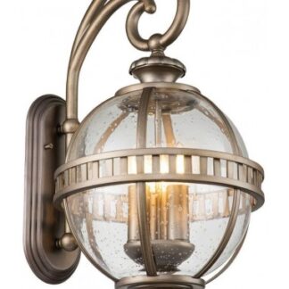 Halleron Udendørs væglampe i aluminium og glas H57,8 cm 3 x E14 - Brændt bronze/Klar med dråbeeffekt
