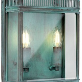 Holborn Udendørs væglampe i messing og glas H31 cm 2 x E14 - Irgrøn/Klar