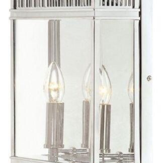 Holborn Udendørs væglampe i messing og glas H31 cm 2 x E14 - Poleret krom/Klar