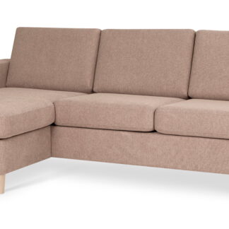 Pan set 1 3D sofa med chaiselong - antelope beige polyester stof og natur træ