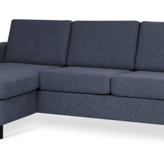 Pan set 1 3D sofa med chaiselong - blå polyester stof og sort træ