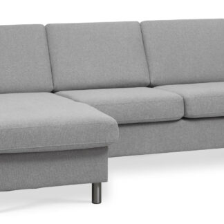 Pan set 1 3D sofa med chaiselong - grå polyester stof og børstet aluminium