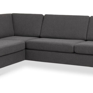 Pan set 2 OE left sofa med chaiselong - antracitgrå polyester stof og sort træ