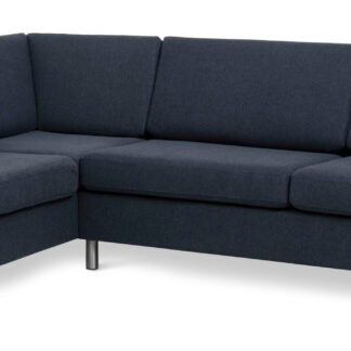 Pan set 2 OE left sofa med chaiselong - blå polyester stof og børstet aluminium