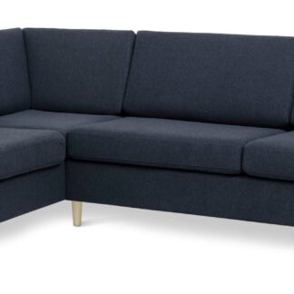 Pan set 2 OE left sofa med chaiselong - blå polyester stof og natur træ