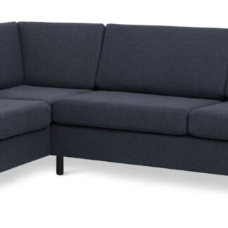 Pan set 2 OE left sofa med chaiselong - blå polyester stof og sort træ